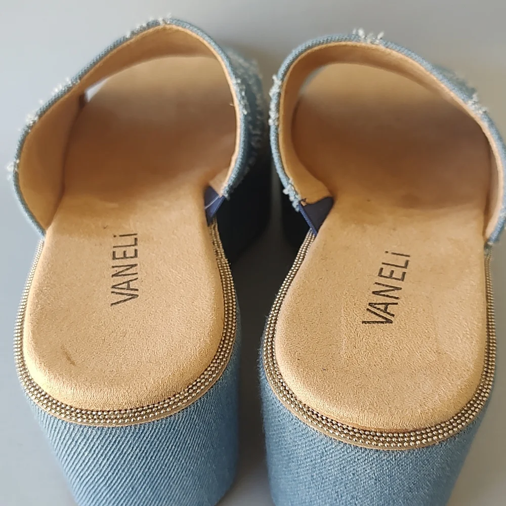 Platform Sandals Wedge Vaneli Blue Denim Women's